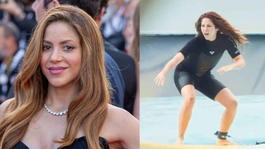 Shakira se encontraba practicando surf, uno de sus deportes favoritos, cuando inesperadamente vivió una caída de su tabla.