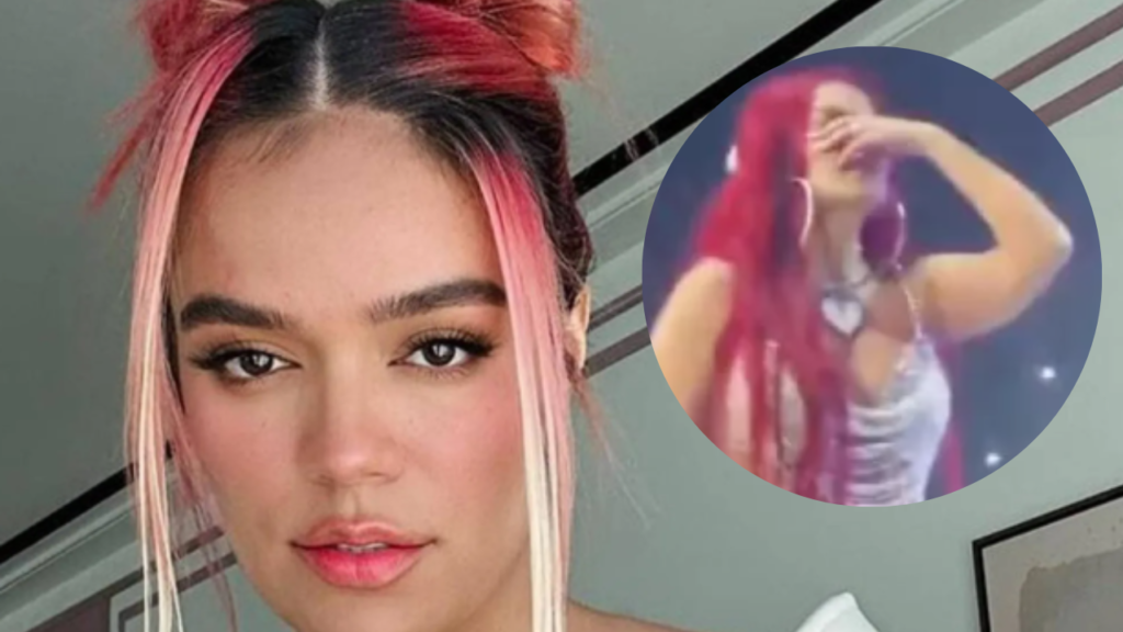 La exitosa colombiana, Karol G improvisó frente a su público tras el accidente que sufrió con su vestuario en pleno concierto.