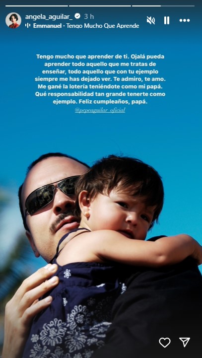 Ángela Aguilar comparte tierno mensaje para Pepe Aguilar con motivo de su cumpleaños.