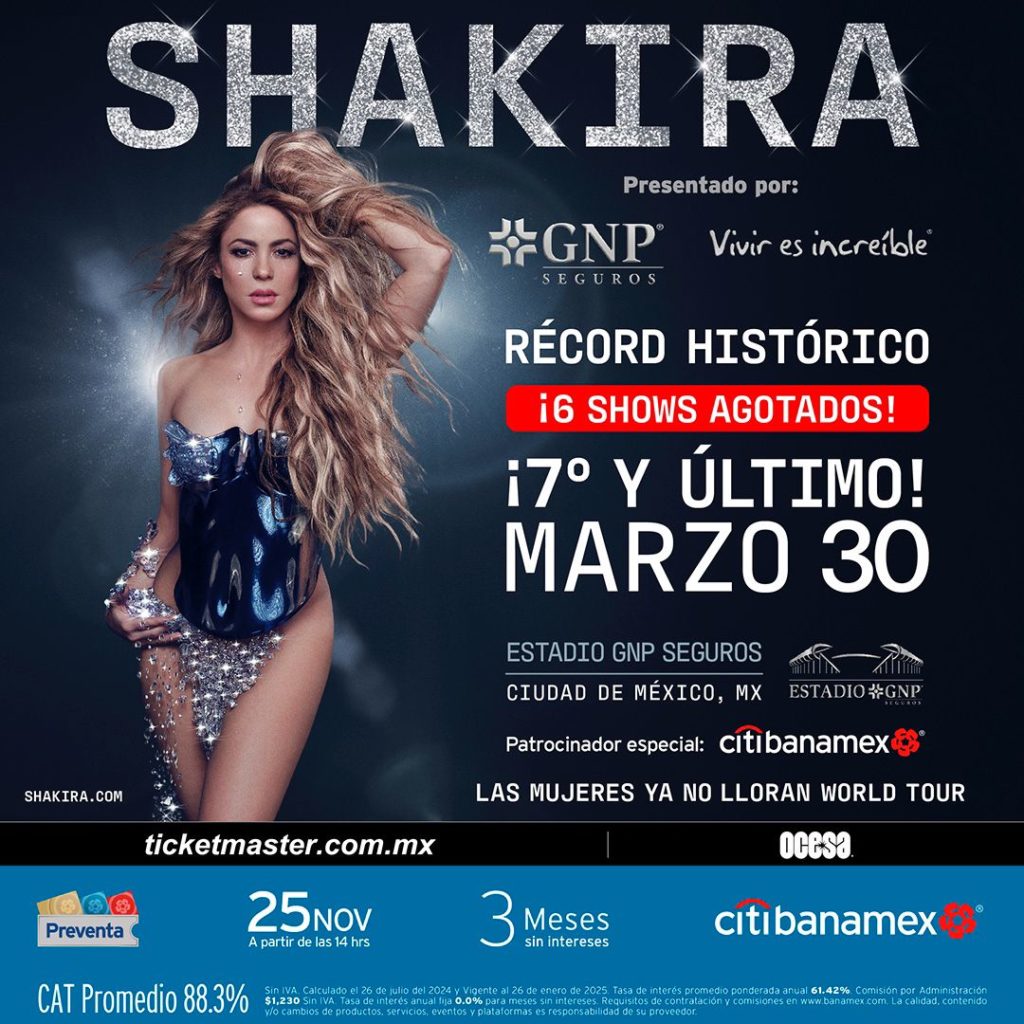 Shakira hace historia: ¡7 conciertos agotados en la Ciudad de México!
